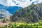 Inca Fortress with Terraces and Temple Hill in Ollantaytambo, Peru.