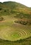 The Incan Ruins of Moray, terraced rings on the high plateau of the village of Maras Archaeological site, Cusco Region, Peru