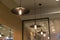 Incandescent lamps in a modern cafe