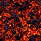 Incandescent lava ground with melting rocks. Seamless digital pattern