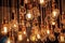 Incandescent Light bulb chandelier array hanging from the ceiling