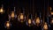 Incandescent light bulbs close design concept decoration glowing filament lightbulb illuminated