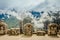 Incas architecture in front of Huayna Picchu