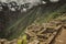 Incas architecture in front of Huayna Picchu