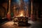 incense burning in ornate temple altar