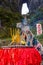 Incense pot on the bottom platform and tourists climbing 999 stairs to Haven Gate