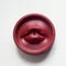 Incense stand red lips. Round shape on a white background. Esotericism, meditation.