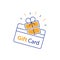 Incentive gift, loyalty card, collecting bonus, earn reward, redeem gift, shopping perks, discount coupon, win present, line icon