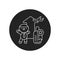 Incentive tourism glyph black icon. Cute character on training kawaii pictogram. Sign for web page, mobile app, button