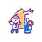Incentive tourism line color icon. Cute character on training kawaii pictogram. Sign for web page, mobile app, button, logo.