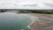 Inchydoney Beach in the south of Ireland on a cloudy summer day, top view. Seaside landscape. The famous Irish sandy beach. The