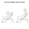 Incline barbell bench press workout exercise vector illustration outline