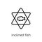 Inclined Fish icon. Trendy modern flat linear vector Inclined Fish icon on white background from thin line Religion collection
