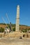 Inclined monolith stone obelisk, symbol of the Aksumite civilization, in Aksum, Ethiopia.