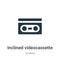 Inclined videocassette vector icon on white background. Flat vector inclined videocassette icon symbol sign from modern cinema