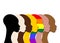 Inclusion and diversity. Silhouettes of people and LGBTQ+ set, people portrait vector logo for website, banner gay pride concept