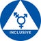 Inclusive Bathroom Sign | Symbol for All Gender and Gender Neutral Public Restrooms | Business Signage