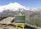 Inclusive marketing symbol. Concept words Inclusive marketing on beautiful black blackboard. Beautiful mountain Elbrus sky