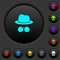 Incognito with glasses dark push buttons with color icons