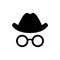 Incognito icon. Hat and glasses sign. Anonymous spy agent symbol, logo illustration â€“ vector