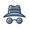 Incognito secret safe browsing anonymous single isolated icon with dash or dashed line style