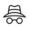 Incognito secret safe browsing anonymous single isolated icon with outline style