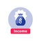 Income concept, business and finance, prize fund, reward money, fundraising icon