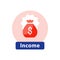 Income concept, business and finance, prize fund, reward money, fundraising icon