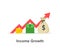 Income growth chart, banking services, financial report graph, return on investment flat icon, budget planning, mutual