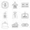 Income money icons set, outline style