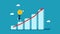 Income or profit from investments. Asset growth concept. Businesswoman holding big coin climbing on bar graph