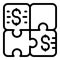 Income puzzle icon outline vector. Passive money