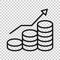 Income rate increase icon in flat style. Finance performance vector illustration on white isolated background. Coin with growth