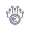 income streams, sources line icon with euro