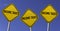 Income taxes due - three yellow signs with blue sky background