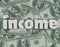 Income Word Hundred Dollar Bills Pile Earn Money Pay Investment