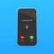 Incoming call in flat style. Perspective vector. Accept button, decline button. Black background. Vector flat design