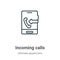 Incoming calls outline vector icon. Thin line black incoming calls icon, flat vector simple element illustration from editable