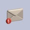 Incoming mail 3d icon. receive mail. unread mail 3d illustration