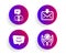 Incoming mail, Support service and Smile face icons set. Employee hand sign. Vector