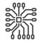 Incoming and outgoing contacts for processor line icon, electronics concept, PCB vector sign on white background