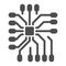 Incoming and outgoing contacts for processor solid icon, electronics concept, PCB vector sign on white background, glyph