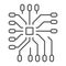Incoming and outgoing contacts for processor thin line icon, electronics concept, PCB vector sign on white background