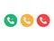 Incoming, outgoing and missed call icons. Set of dial symbols with arrows. Isolated buttons of telephone communication