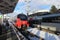 Incoming train at the Railway Station in Seefeld, Tirol, Austria