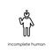 incomplete human icon. Trendy modern flat linear vector incomplete human icon on white background from thin line Feelings collect