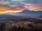 The increadible sunset in Dolomites Alps over the village Mazzucchi near Belluno