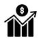 Increase dollar  chart setting bfood cream pack vector thin line icon