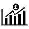 Increase pound currency chart icon on white background. sales symbol. chart increasing revenue sign. flat style