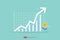 Increase profit sales diagram. business chart growth in flat style design. increasing graph investment revenue with line arrow